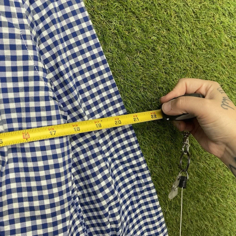 Banana Republic Dress Shirt Mens Medium Grant-Fit Luxe Blue Gingham Button NWT